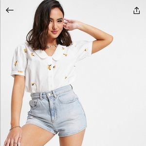 New Look embroidered poplin shirt